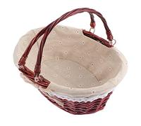 Cabilock Picnic Basket Multi-purpose Storage Basket with Two Handles Brown Wicker and Linen Delicate and Practical Design Hand-made for Home Organisation and Photo Prop