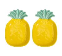 Cabilock Pineapple Seasoning Dish Set of 2 Porcelain Relish Plate for Soy Sauce Dipping Sauces Condiments and Snacks 4.92 X 3.23 X 0.79 in Kitchen Tableware for Restaurants Hotels and Catering