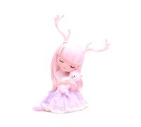Cabilock Pink Resin Deer Figurine Small Size Home Garden Decor Birthday Decorative Ornament for Lawn and Indoor Display