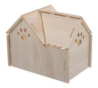 Cabilock Playing House Hideaway Nest Provides Sleeping Environment Multi-purpose Wooden Beige Pet Bed for Guinea Pig and Hedgehog Small Animals