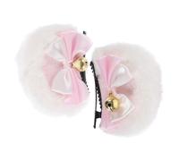 Cabilock Plush Double Bowknot Bear Ear Hairpin Cute Cloth Decorative Hair Clips for Women Cosplay Housemaid Accessories and Adorable Headwear