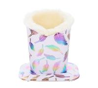 Cabilock Plush Lined Glasses Stand with White Leather - Eyeglasses Holder for Sunglasses and Spectacles Storage Suitable for Home Office and Retail Display