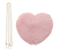 Cabilock Plush Purse Comfortable Hand Feeling and Convenient Storage Heart Shape with Faux Rabbit Stylish Pink Bag for Women for Weekend or Night