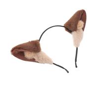 Cabilock Plush Wolf Ear Headband for Women Multipurpose Animal Hairband for Face Washing and Cosplay Funny Cute Ear Accessory for Halloween Photo Props and Stylish Daily Wear Dark Brown