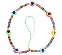 Cabilock Polymer Clay Mobile Phone Beaded Chain with Evil Eye Charm, Stylish Phone Wrist Lanyard Strap and Ladies, Worn the Wrist as Everyday Accessories