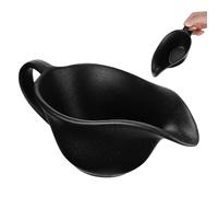Cabilock Porcelain Gravy Boat with Spout & Handle - Large Black Sauce Jug for Serving Steak Sauce, Meat Gravy, Saucier Bowl for Kitchen Mixing, Egg Whisking, Restaurant Quality - Enamel Style Finish