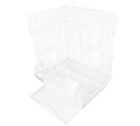 Cabilock Portable Bird Cage Iron Parakeet Cage White Plastic Breathable Air Circulation for Parrot Travel and Outing