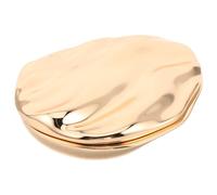 Cabilock Portable Golden Seashell Makeup Container with Sliding Lid, Compact Metal and Glass Design for On-the-go Use and Jewelry Storage, Antislip Grip for Secure Handling