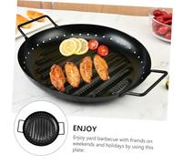 Cabilock Portable Iron Barbecue Grill Pan with Handles Rust-Resistant Outdoor BBQ Plate for Even Cooking and Easy-Clean Meat Grill Tray for Camping and Picnic