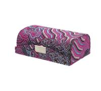 Cabilock Portable Makeup Lipstick Case with Mirror and Button Closure, Purple Glass and Cloth Material, Secure Protection, Elegant Chinese Style Box for Daily Use and Busy Work Schedules