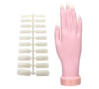 Cabilock Professional Silicone Manicure Hand Model with Fingers for Nail Art Practice Bendable Right Hand Mold with Fake Nail Tips Simulated Mannequin for Beginners