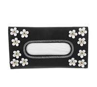 Cabilock PU Leather Car Tissue Box Hanging Sun Visor Tissue Holder with Crystal Flower Design Vehicle Napkin Case for Car Interior