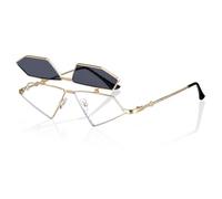 Cabilock Punk Style Cat Eye Sunglasses with Gold Frame and Grey Lenses Flip-up Retro Eyewear for Women Stylish Festival and Party Shades Cool Sunglasses for Outdoor Activities
