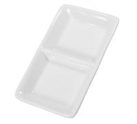 Cabilock Pure White Ceramic Snack Serving Tray with Dual Compartments Divided Spice Dish Bowl for Sauces and Condiments Chip-Resistant Porcelain for Dining and Small Pet Feeding