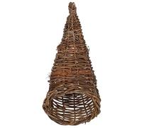 Cabilock Rattan Horn-shaped Woven Fruit and Snack Basket Natural Storage Organizer Decorative Cornucopia for Home Kitchen Display