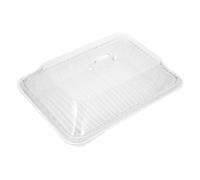 Cabilock Rectangular Woven Storage Basket with Lid Multi Functional Food Serving Tray for Bread Fruit Kitchen Organizer White Imitation Rattan Design