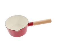 Cabilock Red Enamel Milk Pot with Long Handle Thickened Multipurpose Saucepan for Cooking Milk Soup Sauce Lightweight Non-Stick Pan with Flat Bottom Fast Heat Conduction Comfortable