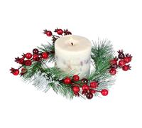 Cabilock Red Pomegranate Artificial Wreath Round Garland for Front Door Wedding Home Decoration Fake Plant Berry Ring All Season Floral Hanging Accent