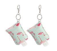 Cabilock Refillable Hand Sanitiser Bottle Keychain Holder 2Pcs 60Ml PU Leather Mini Travel Bottles for Portable Toiletries and Gym Use Assorted style