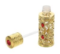 Cabilock Refillable Vintage Glass Perfume Bottle 3ml Portable Arabian Essential Oil Container Lightweight Travel Fragrance Dispenser with Gold Cap for Personal Use