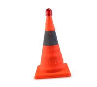 Cabilock Reflective Red Traffic Cone with Splashproof LED Flashing Light Foldable Compact Oxford Fabric Warning Cone for Road Safety Portable and Stable with Base Powered by Aa Batteries