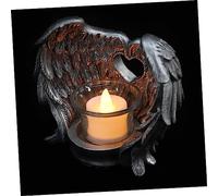 Cabilock Resin Angel Wing Candlestick Holder Silver Grey Decorative Miniature Candle Adornment for Living Room Home Décor and Church Ornament,
