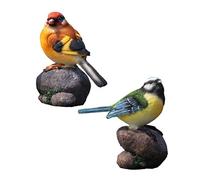 Cabilock Resin Bird Ornament Set 2 Pieces, Red and Blue Simulation Small Bird Sculpture, Mini Desktop and Garden Decoration for Home, Cabinet, Bookshelf Display