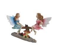 Cabilock Resin Fairy Garden Statue Outdoor Decor with Seesaw Angel Figurine Weatherproof Flower Pot Ornament for Patio Lawn Porch Playful Fairies Garden Decoration and Table Display