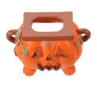 Cabilock Resin Pumpkin Napkin Holder, Jack-o'-Lantern Tissue Box with Smooth Tissue Access, Halloween Spooky Autumn Kitchen Decoration for Restaurants and Bathroom, Orange Mini Halloween