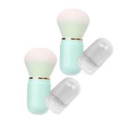 Cabilock Retractable Travel Capsule Makeup Brush 2pcs Mini Blush and Powder Brushes Sky-blue with Protective Cover Portable Makeup Kit for On-the-go Use