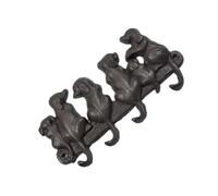 Cabilock Retro Cast Iron Dog Shape Hook Heavy Duty Black Wall-Mounted Coat and Hat Rack Pastoral European Style Dog Lover Key Holder for Wood Tile Wall Installation