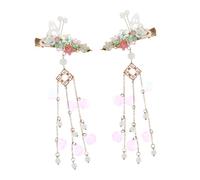 Cabilock Retro Chinese Hairpin Vintage Hair Stick with Pearl Jade Flower Inlay Lightweight Hair Chopsticks for Women Wedding Cosplay Party Accessories
