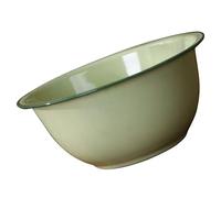Cabilock Retro Enamel Basin Thicken Enamel Bowl for Kitchen Versatile Food Storage Green Deep Bowl for Washing Rice Mixing Eggs and Serving Fruits