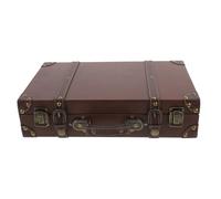 Cabilock Retro Leather Travel Decor Suitcase Vintage British Style Chest with Comfortable Handle Spacious Storage for Boutique Display Photo Shoot Props