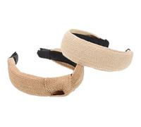 Cabilock Retro Raffia Headbands for Women 2pcs, 5cm Wide Knotted and Straight Edge Styles, Vintage Hair Ornaments for Party and Daily Wear