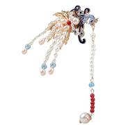 Cabilock Retro Style Hairpin with Pearl and Tassel, Phoenix Shape Hair Accessory for Wedding and Special Days, Excellent Workmanship, Vintage Chinese Style Hairpin for Bride and Bridesmaids