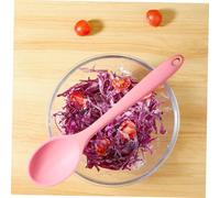 Cabilock Reusable Silicone Cooking Spoon with Hanging Lightweight Nonstick Kitchen Utensil for Mixing Serving and Stirring Portable Pink Silicone Spoon for Household and Outdoor Use