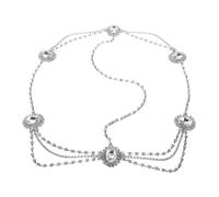 Cabilock Rhinestone Bridal Headband with Tassel for Women Vintage Forehead Jewelry Wedding Hair Chain Sparkling Lightweight Bride Headpiece Elegant Accessory for Cultural Events and