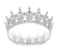 Cabilock Rhinestone Crown Tiara Silver Alloy Decorative Shining 6.3 Inch Bridal Hairpiece for Wedding and Prom Night