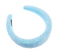 Cabilock Rhinestone Padded Headband Wide Band Hair Accessory with Sponge Lake Blue Sparkly Headwear for Women Party Wedding