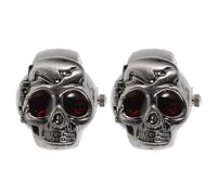 Cabilock Ring Watch Retro Punk Zinc Alloy Flip-Open Cover 2pcs