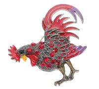 Cabilock Rooster Pin Brooch Unique Design and Sl inish with Alloy and Rhinestone Material Adorable Unisex Accessory for Women and Men for Clothing Decoration and Gift for Daily Wear
