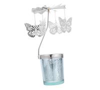 Cabilock Rotating Candle Butterfly Metal Tea Light Holder, Spinning Carousel Design with Sleek Silver Finish for Tables and Home Decor, Elegant Decorative Candle Holder for British Homes