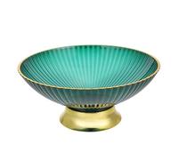 Cabilock Round Footed Fruit Bowl, Green Key Bowl with Drain Holes, Decorative Table Piece, Modern Style Serving Dish, Kitchen Counter Serving Bowl Fruit Tray(9.5inch)