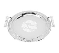Cabilock Round Serving Tray 12 Inch Silver Snack Plate for Buffet Fruit Dessert Cake Tea Coffee with Lightweight Portable Design