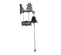 Cabilock Rustic Cast Iron Ship Wheel Doorbell Nautical Dinner Bell with Wall Mount Vintage Coastal Chime for Home and Courtyard Iron Construction Easy Installation