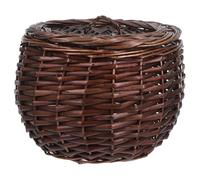 Cabilock Rustic Wicker Storage Basket with Lid for Fresh Eggs and Vegetables Natural Willow Egg Basket Countertop Organizer for Kitchen and Farmhouse Decor