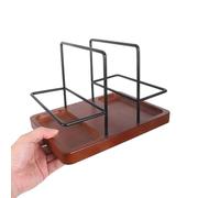 Cabilock Rustic Wooden Napkin Caddy Salt and Pepper Tray Freestanding Tabletop Napkin Holder and Condiment Organizer for Dining Tables and Coffee Bars