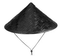 Cabilock Samurai Costume Adult Bamboo Cone Hat, Handmade Bamboo, Lightweight Portable Black Conical Cap for Cosplay, Stage Performance and Party Decoration Random Color