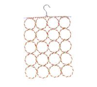 Cabilock Scarf Hanger Color in Paper Rattan 20-ring Foldable Hanging Stainless Steel Hook, Practical Tie Hanger Organizing Random R and for and Silk Scarves and Waistbands Closet Wardrobe